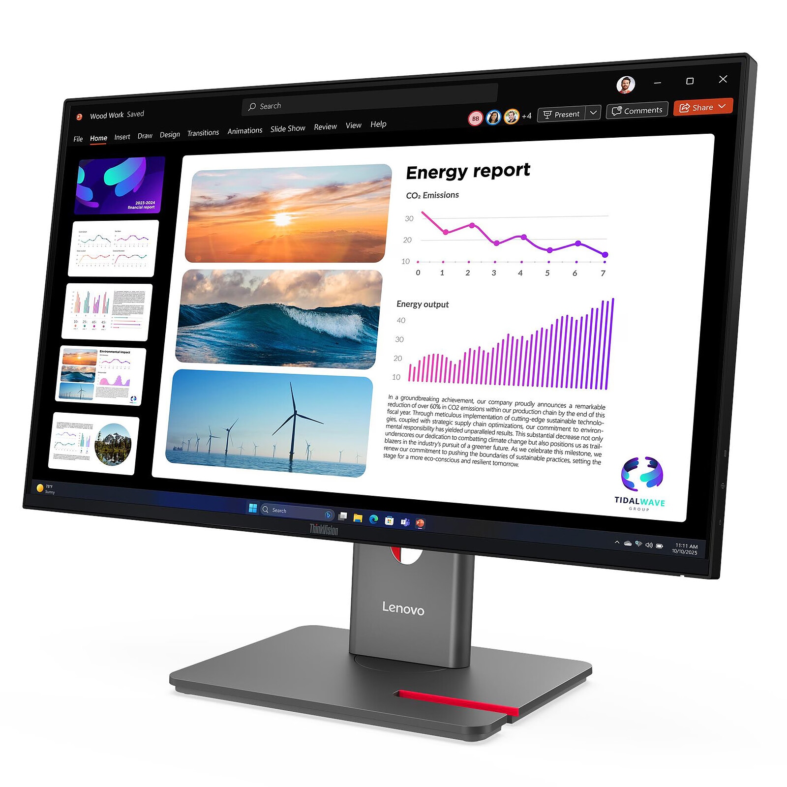 MONITOR LENOVO THINKVISION P24Q-40, 24' WLED QHD 2K, 120HZ, 4MS, PIVOTE - 1