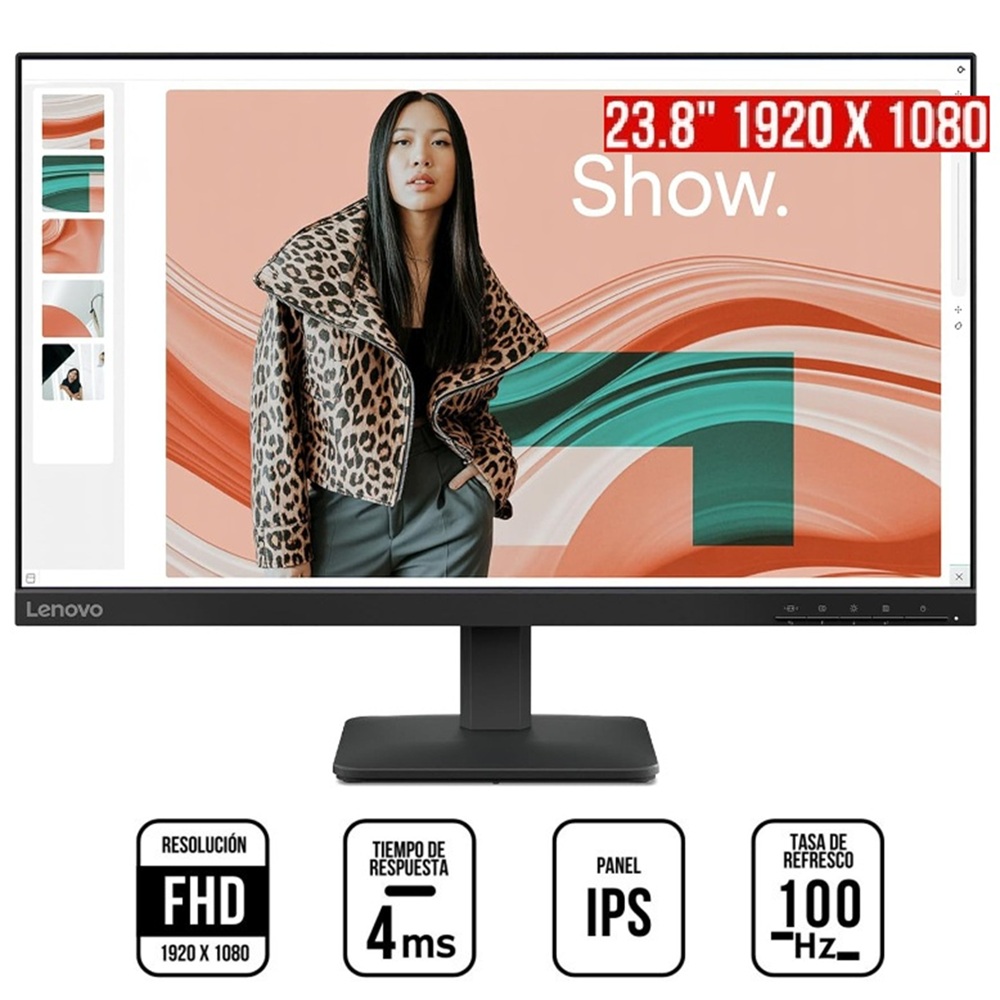 MONITOR LENOVO L24-4E, 24' WLED FHD IPS, 100HZ, 6MS - 1