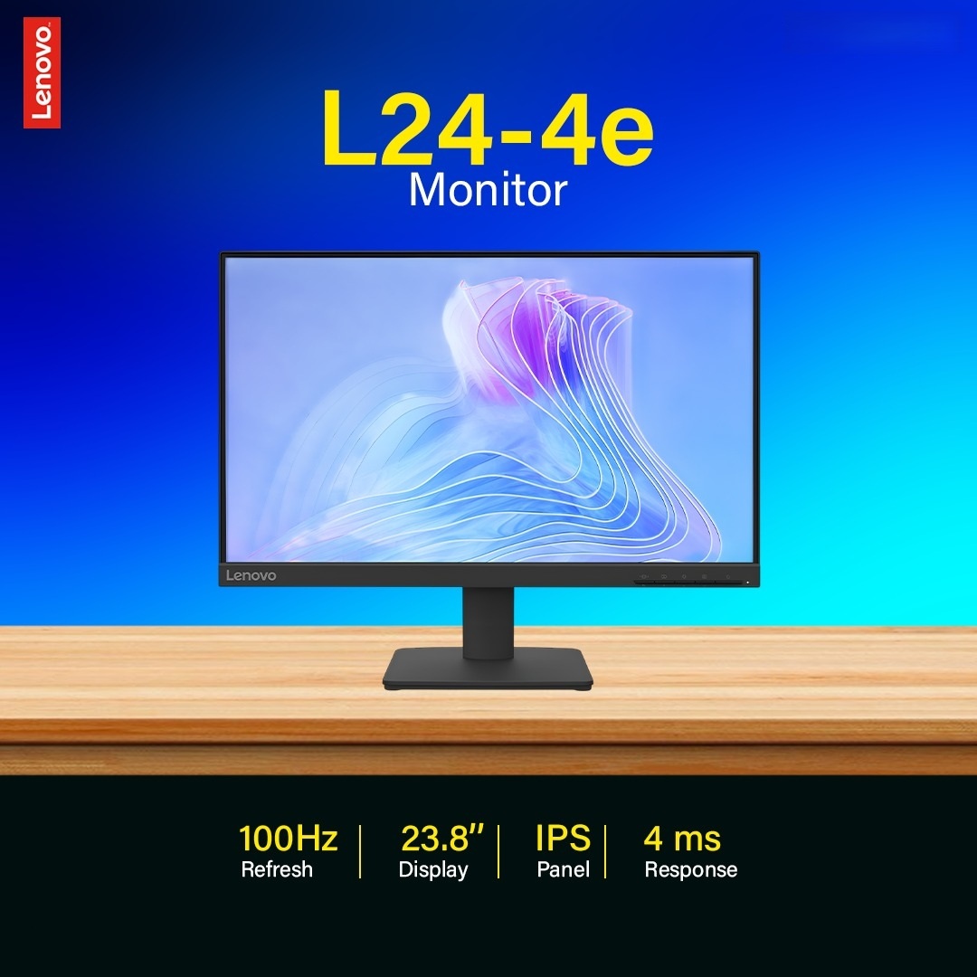 MONITOR LENOVO L24-4E, 24' WLED FHD IPS, 100HZ, 6MS - 6