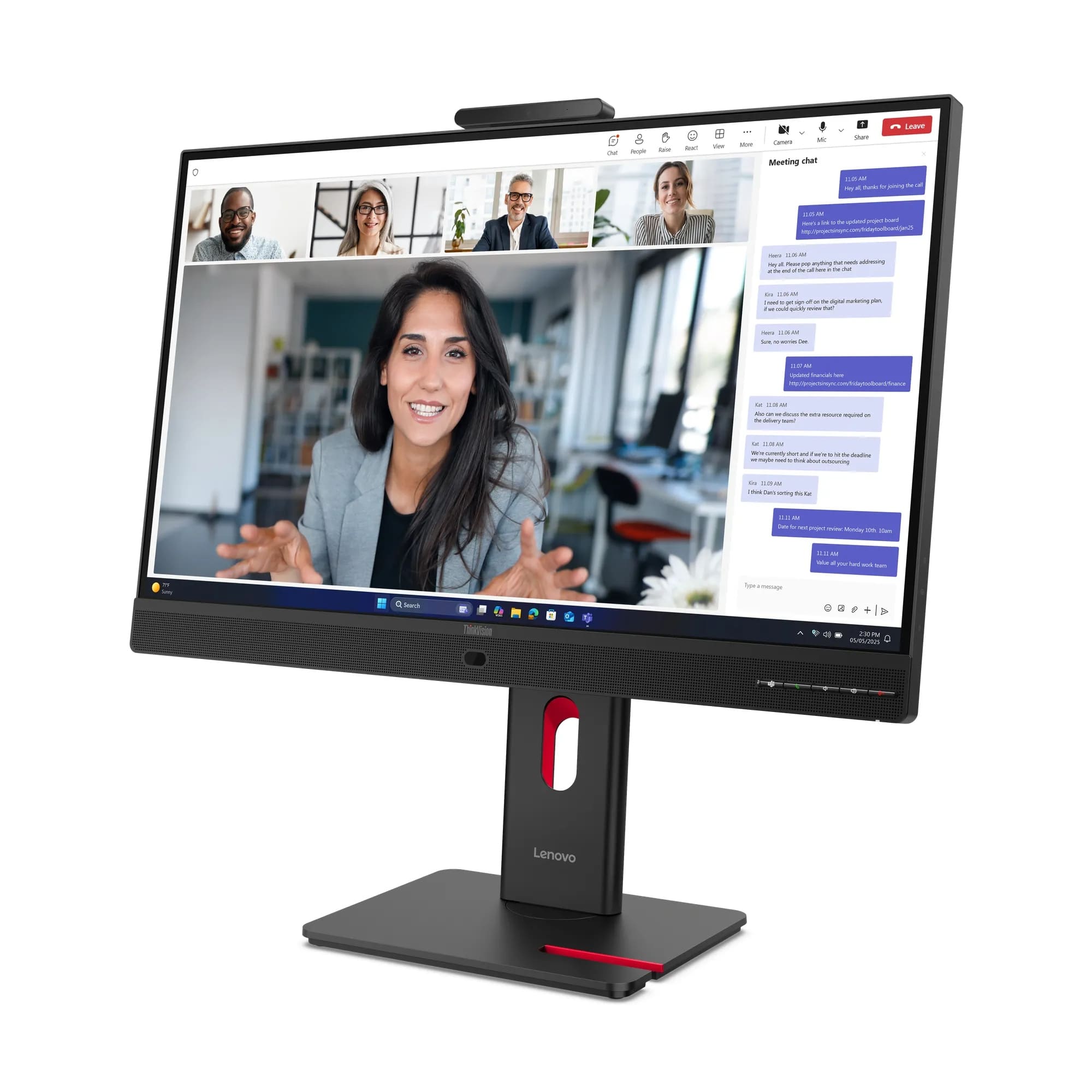 MONITOR LENOVO THINKVISION T24-4V, 24' WLED IPS, 120HZ, 4MS, PIVOTE, CÁMARA WEB, PARLANTE - 2