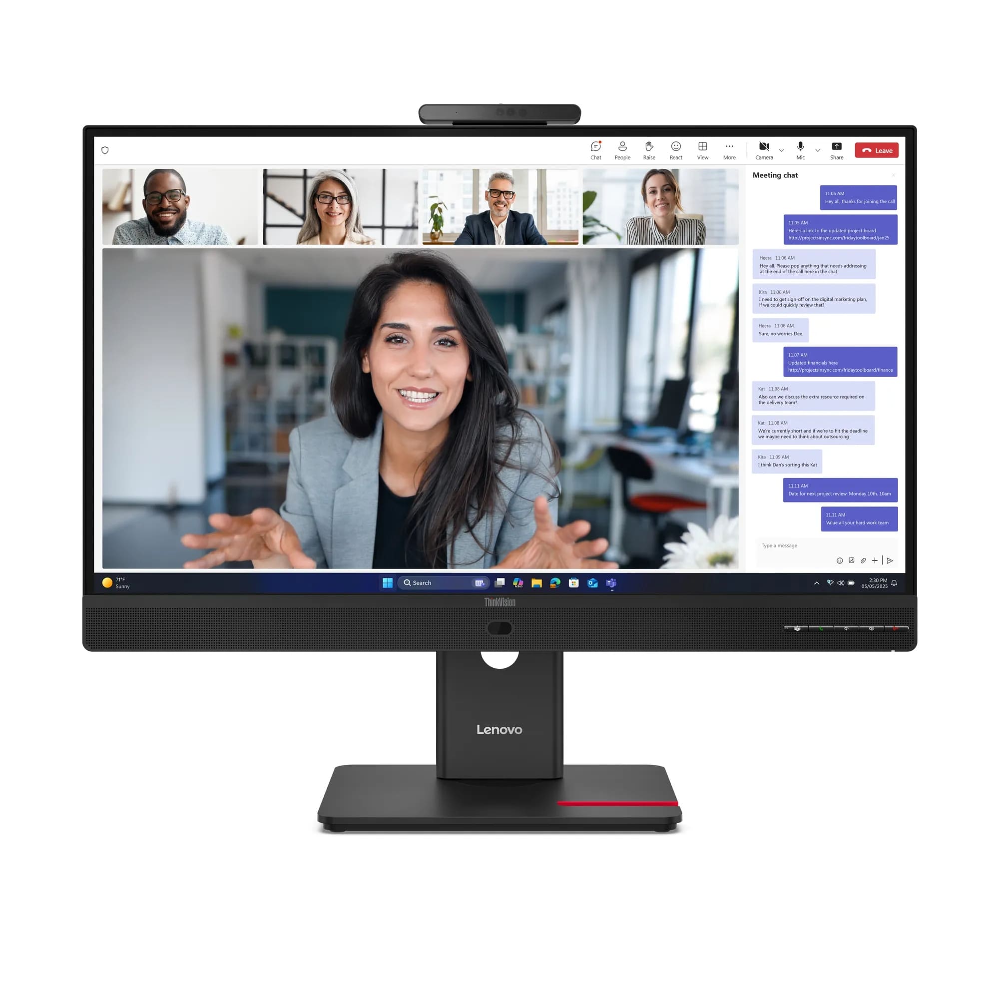 MONITOR LENOVO THINKVISION T24-4V, 24' WLED IPS, 120HZ, 4MS, PIVOTE, CÁMARA WEB, PARLANTE - 3