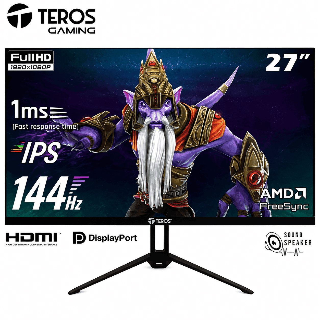 MONITOR TEROS TE-2714S, 27' FHD IPS, 144HZ, 1MS, PARLANTE - 1