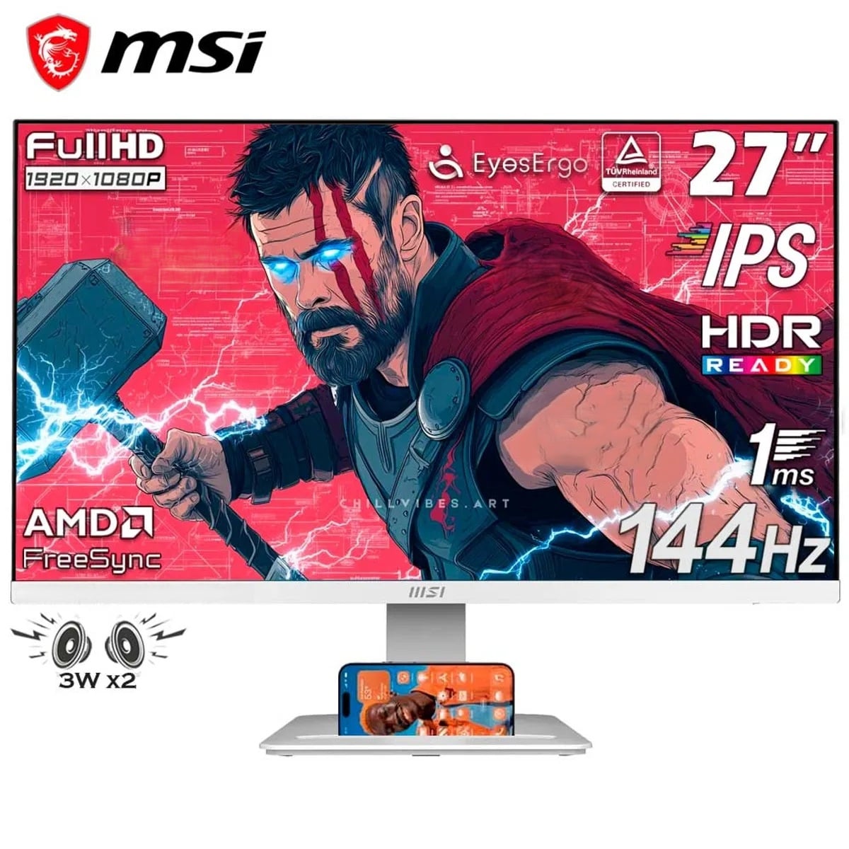 MONITOR MSI PRO MP273W E14A, 27' FHD IPS, 144HZ, 1MS, PARLANTE - 1