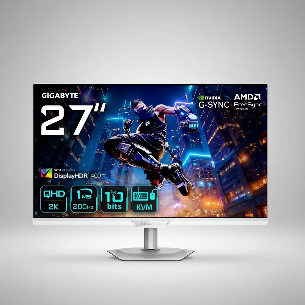 MONITOR GIGABYTE GAMING M27Q2 QD ICE, 27' QHD 2K, 200HZ, 1MS, PIVOTE - 6