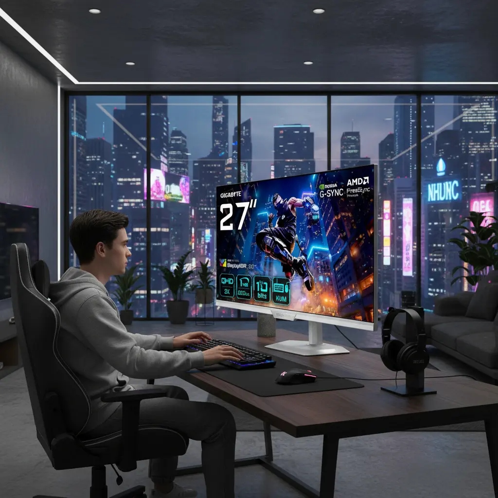 MONITOR GIGABYTE GAMING M27Q2 QD ICE, 27' QHD 2K, 200HZ, 1MS, PIVOTE - 7