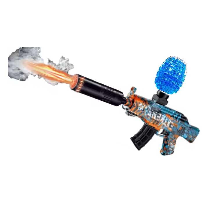 JUGUETE PISTOLA HIDROGEL AK CON LANZA HUMO Y LUZ LED AZUL - 1