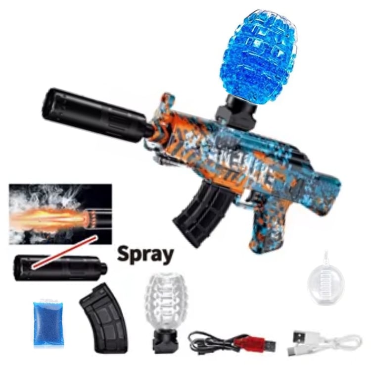 JUGUETE PISTOLA HIDROGEL AK CON LANZA HUMO Y LUZ LED AZUL - 2