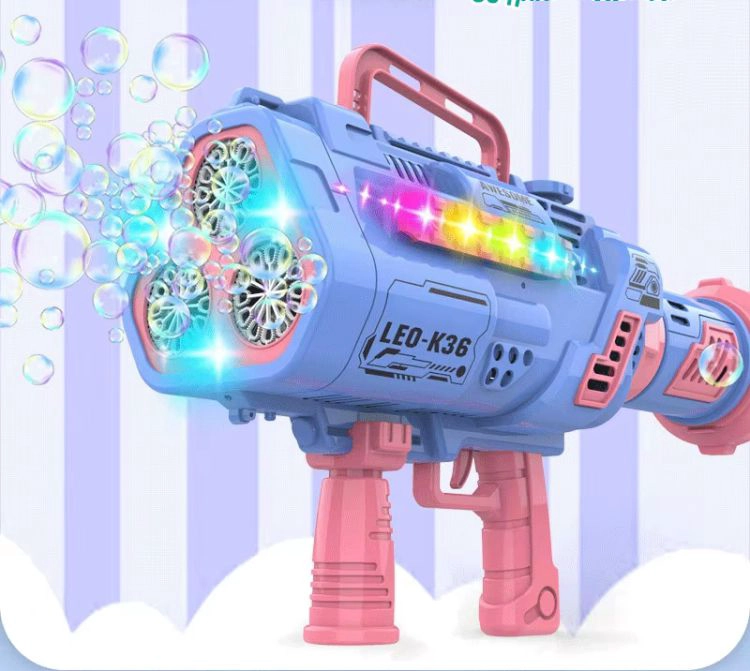 PISTOLA LANZA BURBUJAS AUTOMÁTICA BAZOOKA CON LUCES MULTICOLOR - 1