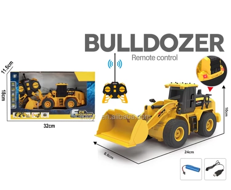 BULLDOZER CARGADOR FRONTAL DE 6 CH ESCALA 1/24 RC A CONTROL REMOTO - 1