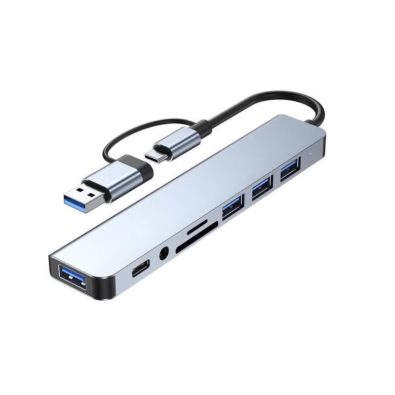 ADAPTADOR USB TIPO C A 8 EN 2 ACOPLAMIENTO LAPTOP MACBOOK HUB PD SD TF - 1