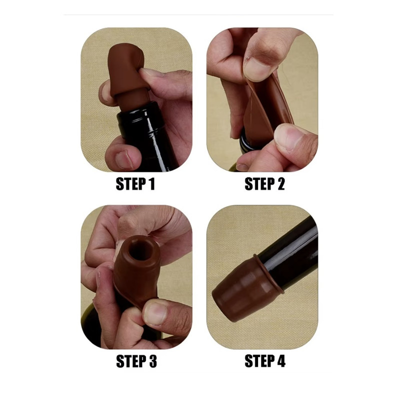 TAPON DE SILICONA BOTELLA VINO BEBIDAS REUTILIZABLE SELLADOR NEGRO - 2