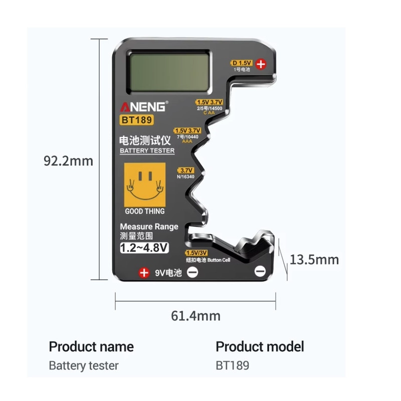 MEDIDOR TESTER BATERÍA PROBADOR PILAS ANENG BT189 UNIVERSAL MEDIDOR DE VOLTAJE CARGA - 2