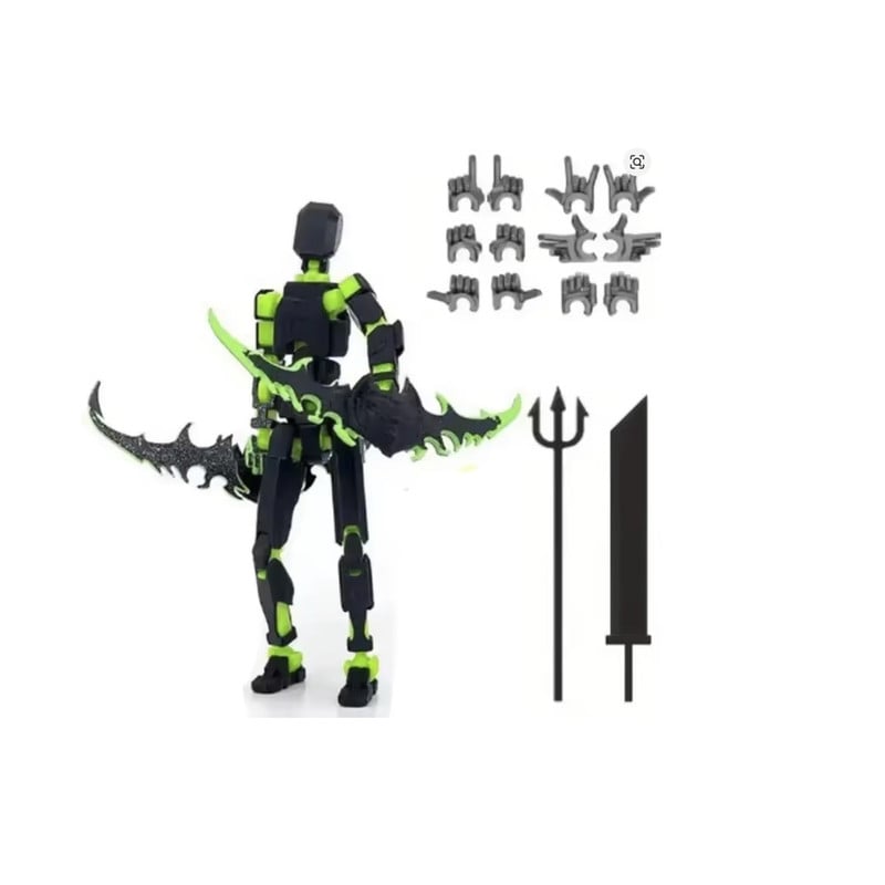 MUÑECO ARTICULADO TITAN T13 DUMMY FIGURA DE ACCION VERDE CON ESPADAS CURVAS - 1