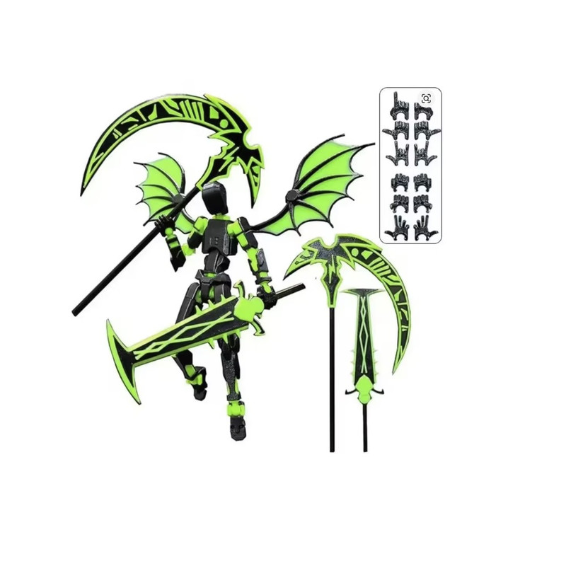 MUÑECO ARTICULADO TITAN T13 DUMMY FIGURA DE ACCION VERDE CON ALAS Y ESPADAS ESPECIALES - 1