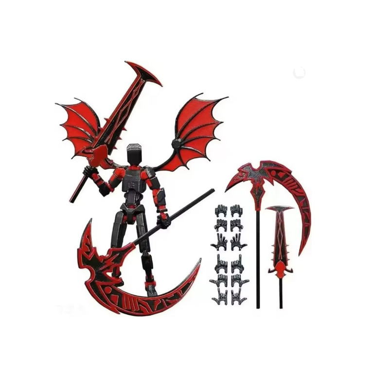 MUÑECO ARTICULADO TITAN T13 DUMMY FIGURA DE ACCION ROJO CON ALAS Y ESPADAS ESPECIALES - 1