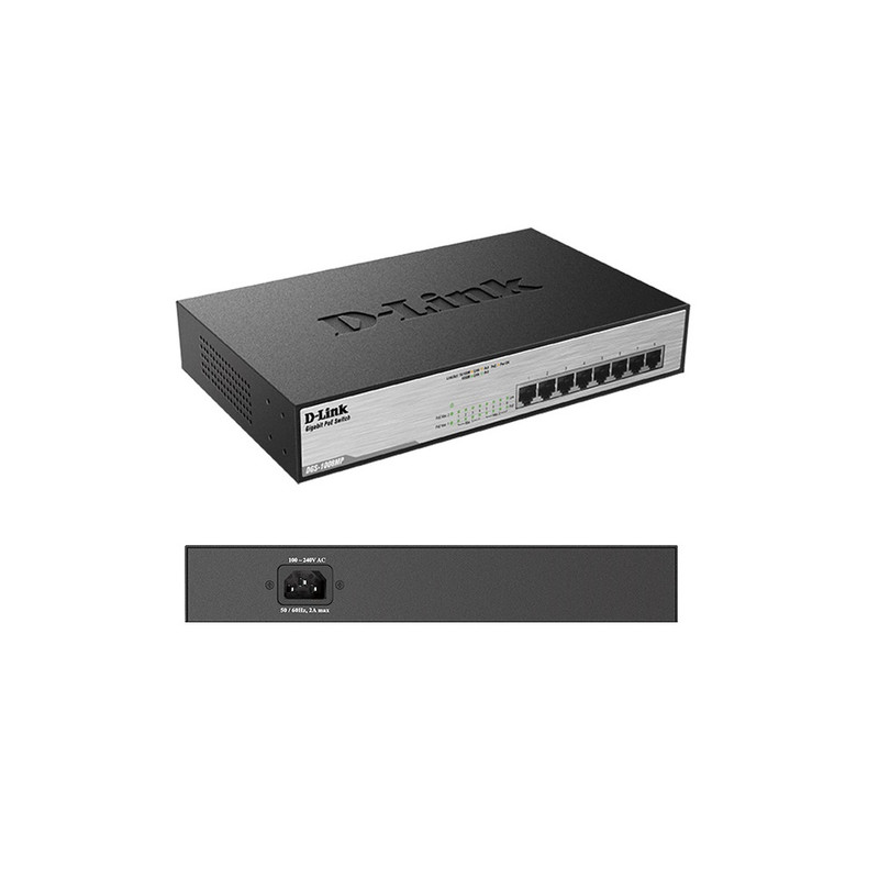 SWITCH D-LINK DGS-1008MP 8 RJ-45 10-100-1000 MBPS POE - 1