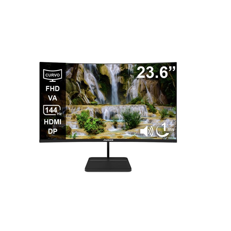 MONITOR CURVO ADVANCE ADV-2456S 23.6 PULG FHD VA 144HZ 1MS HDMI DP AUDIO OUT PARLANTES - 1