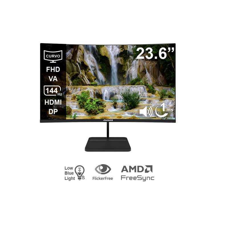 MONITOR CURVO ADVANCE ADV-2456S 23.6 PULG FHD VA 144HZ 1MS HDMI DP AUDIO OUT PARLANTES - 2