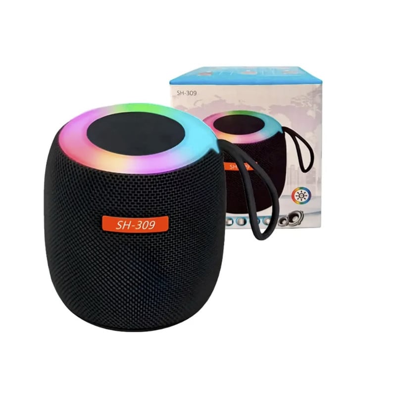 PARLANTE INALÁMBRICO SH-309 BLUETOOTH LED NEGRO - 2