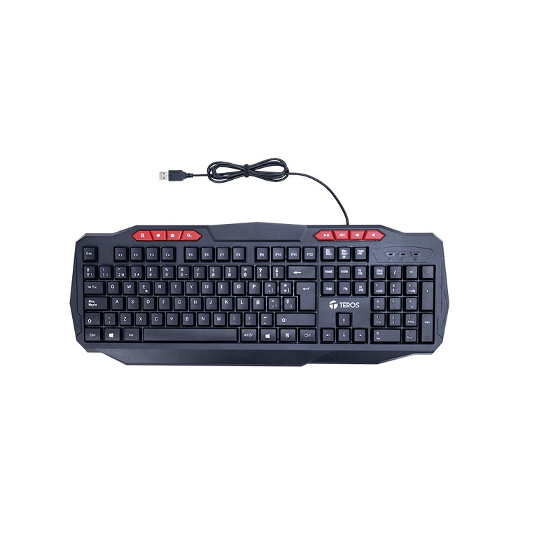 KIT 4 EN 1 TEROS TE-5014S TECLADO MOUSE AURICULARES MOUSEPAD NEGRO - 2