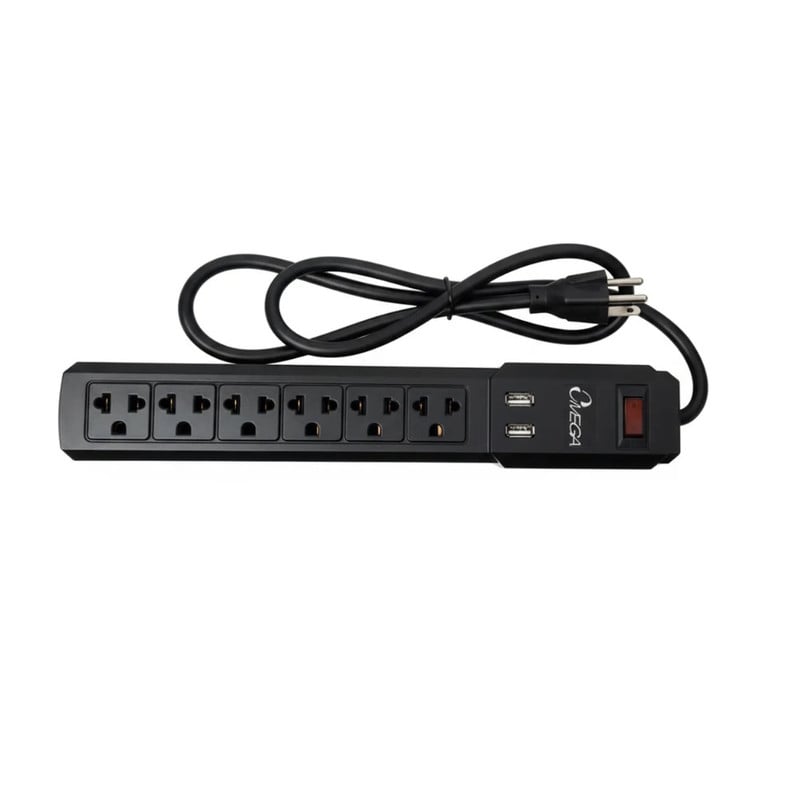 SUPRESOR PICO OMEGA 491144BK 8 TOMAS INCLUIDO 2 USB CHARG 220V - 1