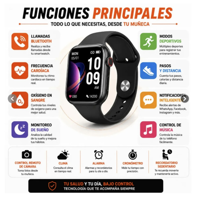 SMARTWATCH T900 PRO MAX L SERIE 9 2026 2.2 PULGADAS NEGRO - 3