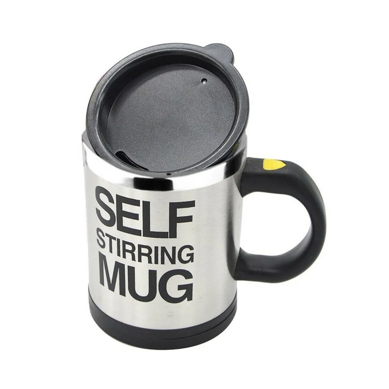 TAZA AUTO AGITADORA SELF STIRRING ACERO BATIDORA NEGRO - 1