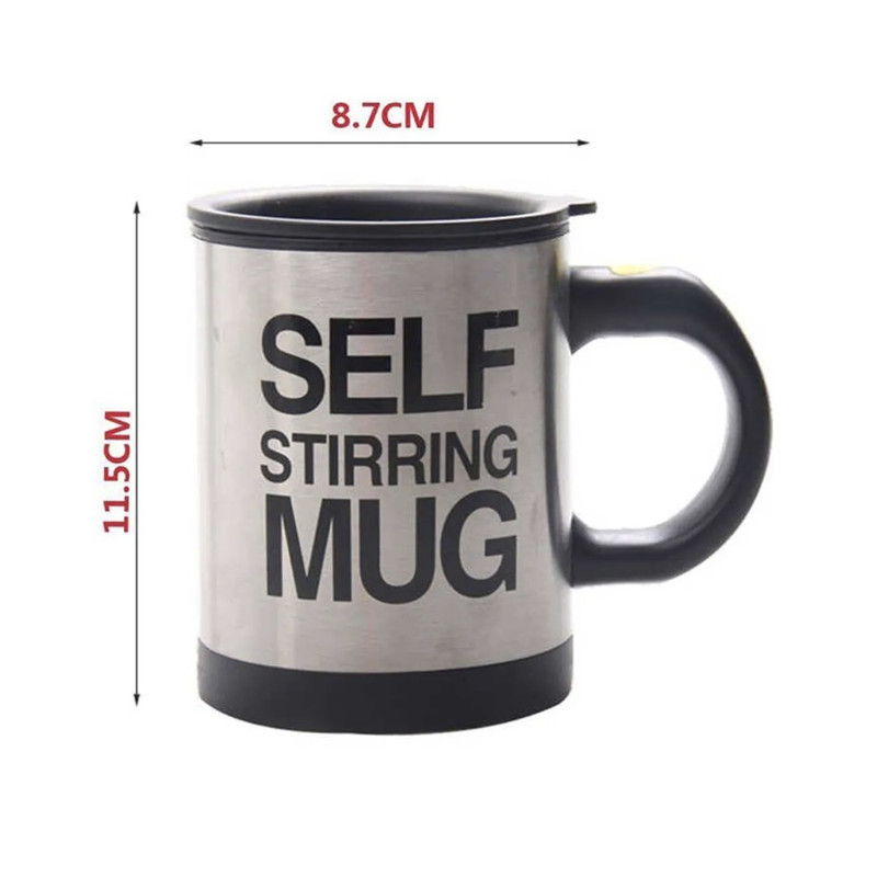TAZA AUTO AGITADORA SELF STIRRING ACERO BATIDORA NEGRO - 3