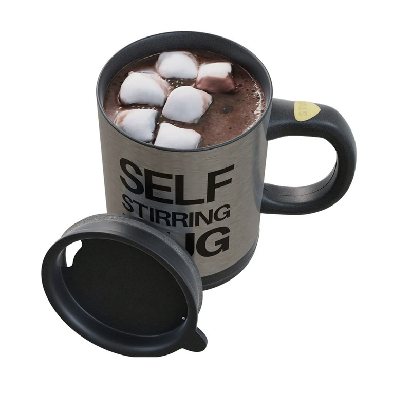 TAZA AUTO AGITADORA SELF STIRRING ACERO BATIDORA NEGRO - 5