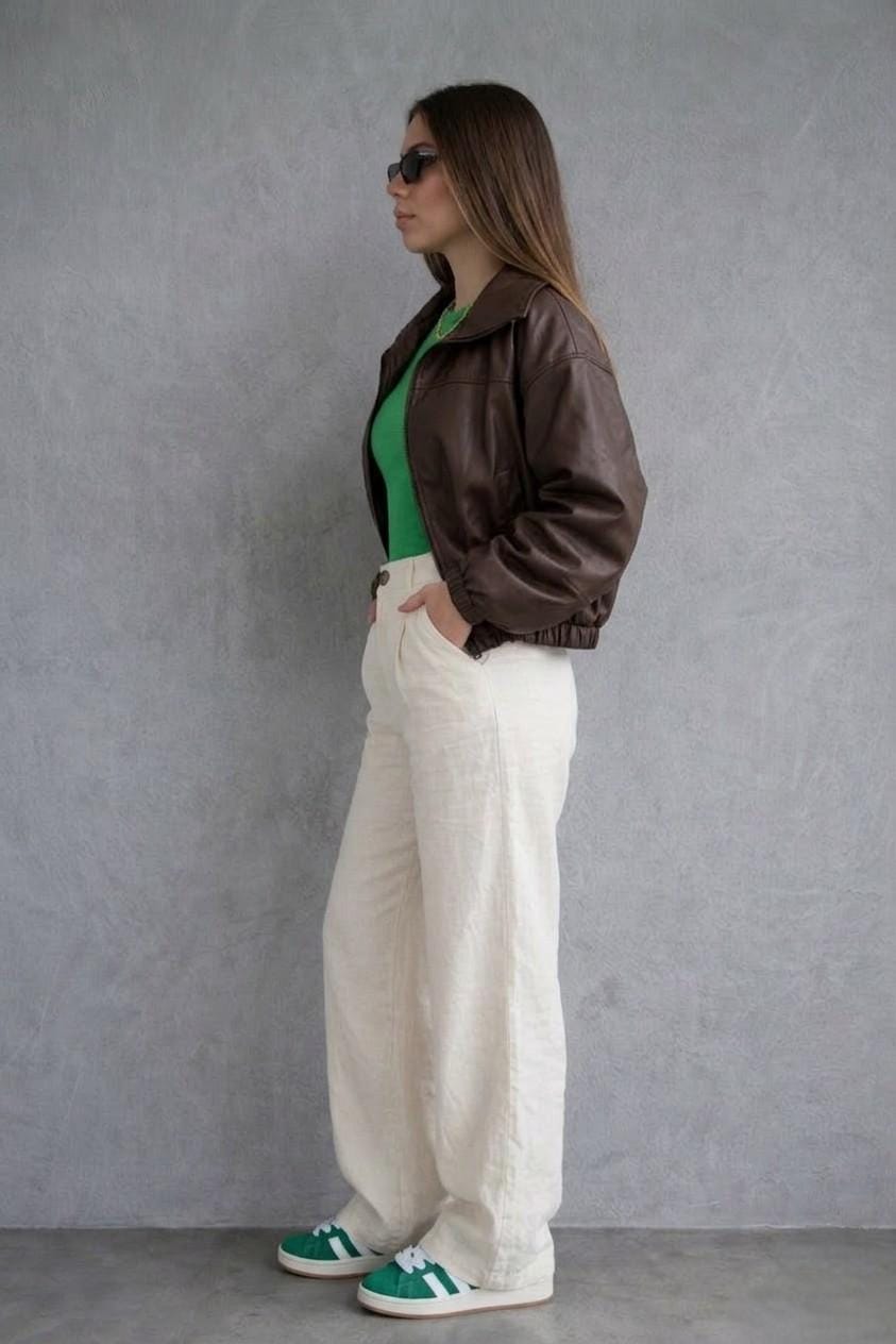 CASACA OVERSIZE BOMBER CROP DE MUJER - 3