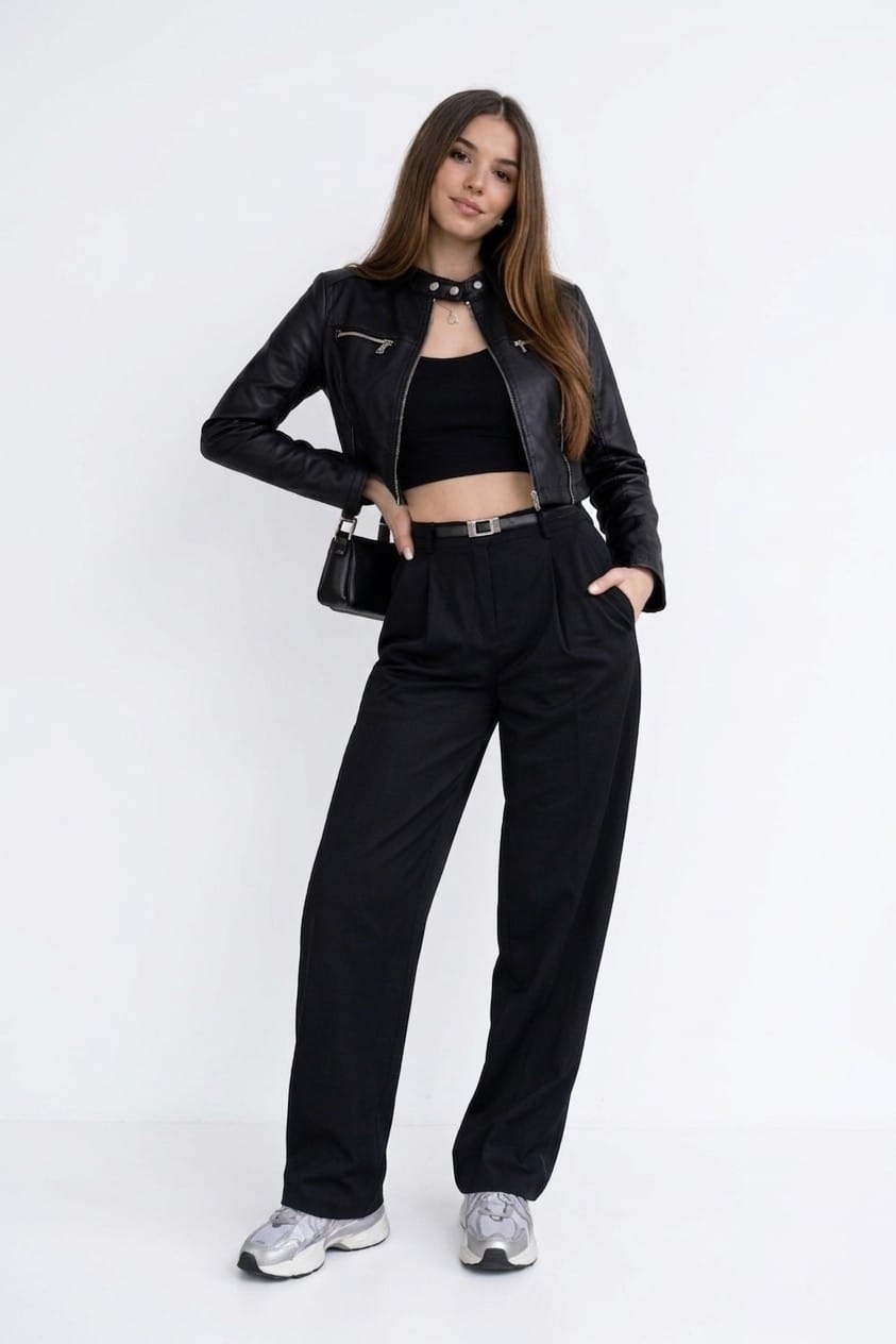 CASACA CUELLO CHINO CUERINA DE MUJER - 1