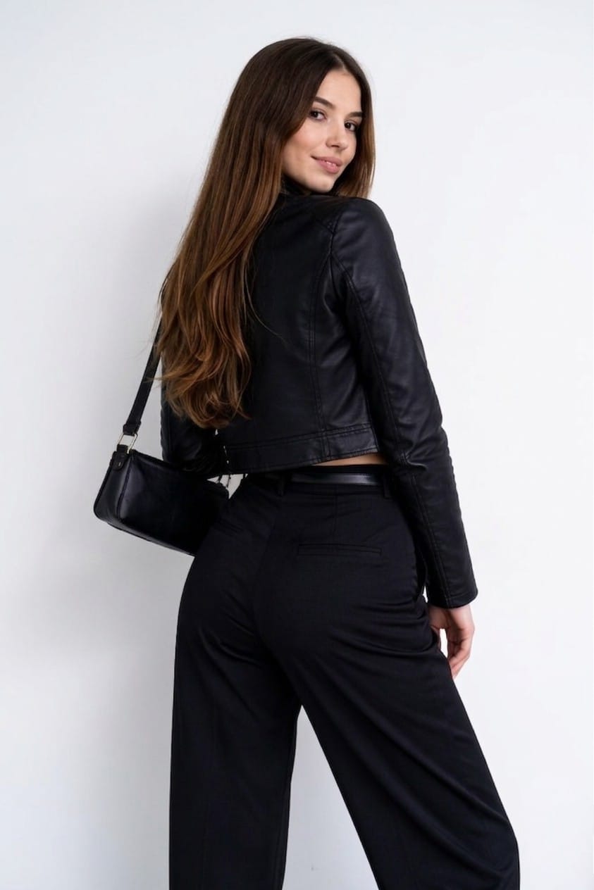 CASACA CUELLO CHINO CUERINA DE MUJER - 3