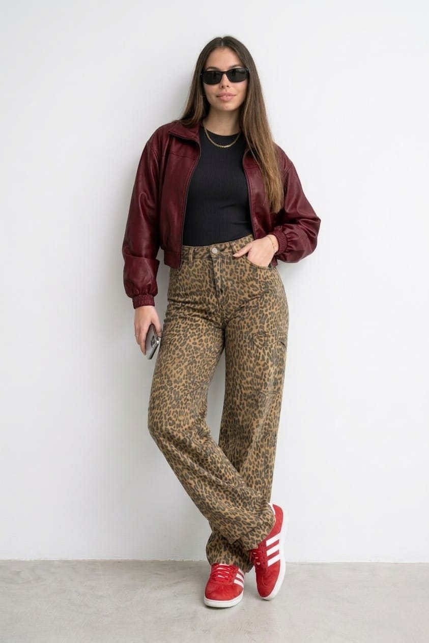 CASACA CROP BOMBER CHERRY DE MUJER - 1