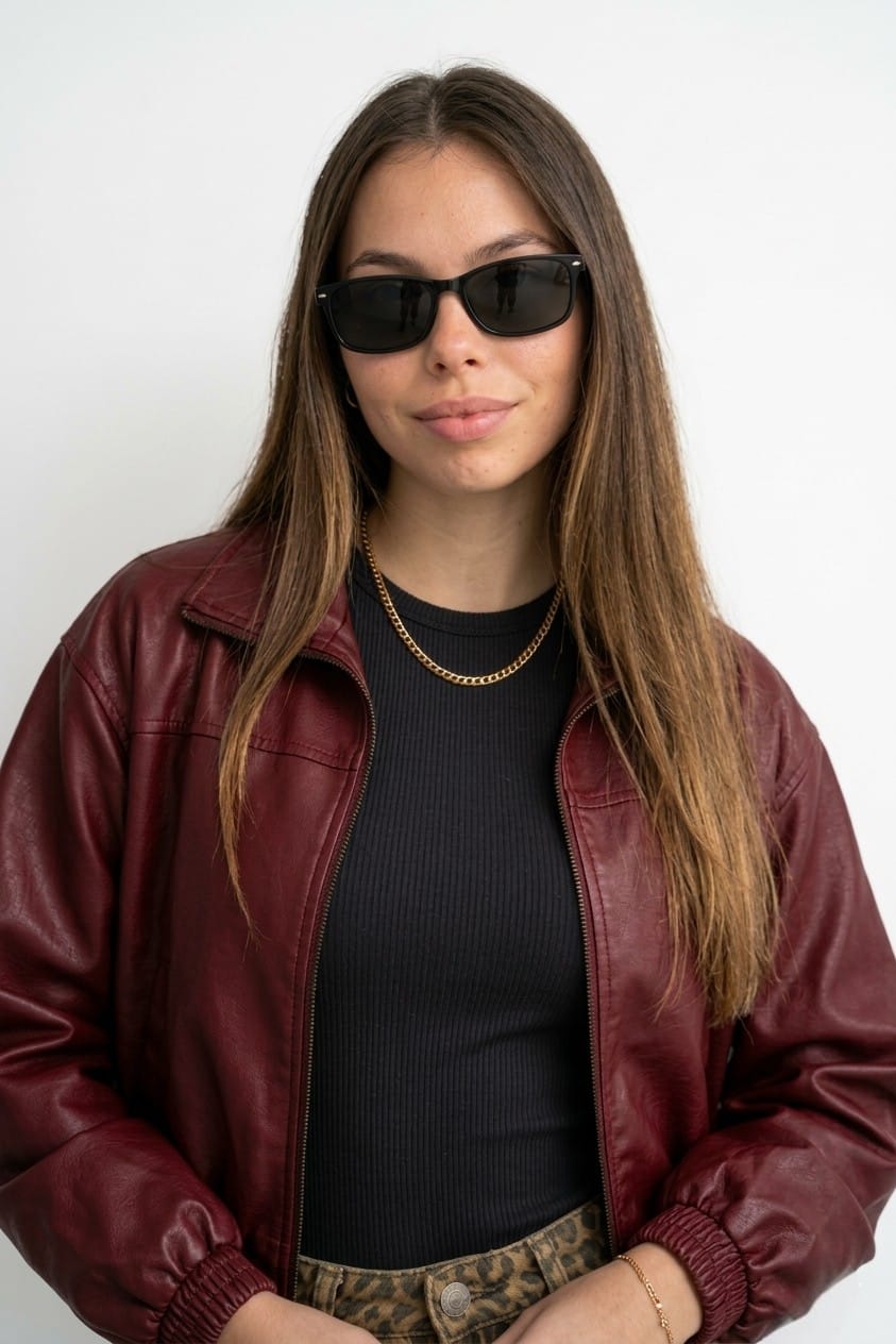 CASACA CROP BOMBER CHERRY DE MUJER - 2