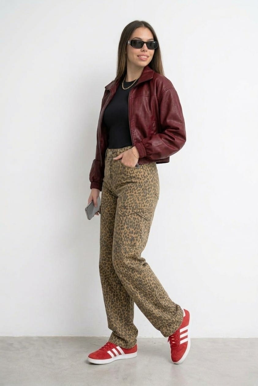 CASACA CROP BOMBER CHERRY DE MUJER - 3