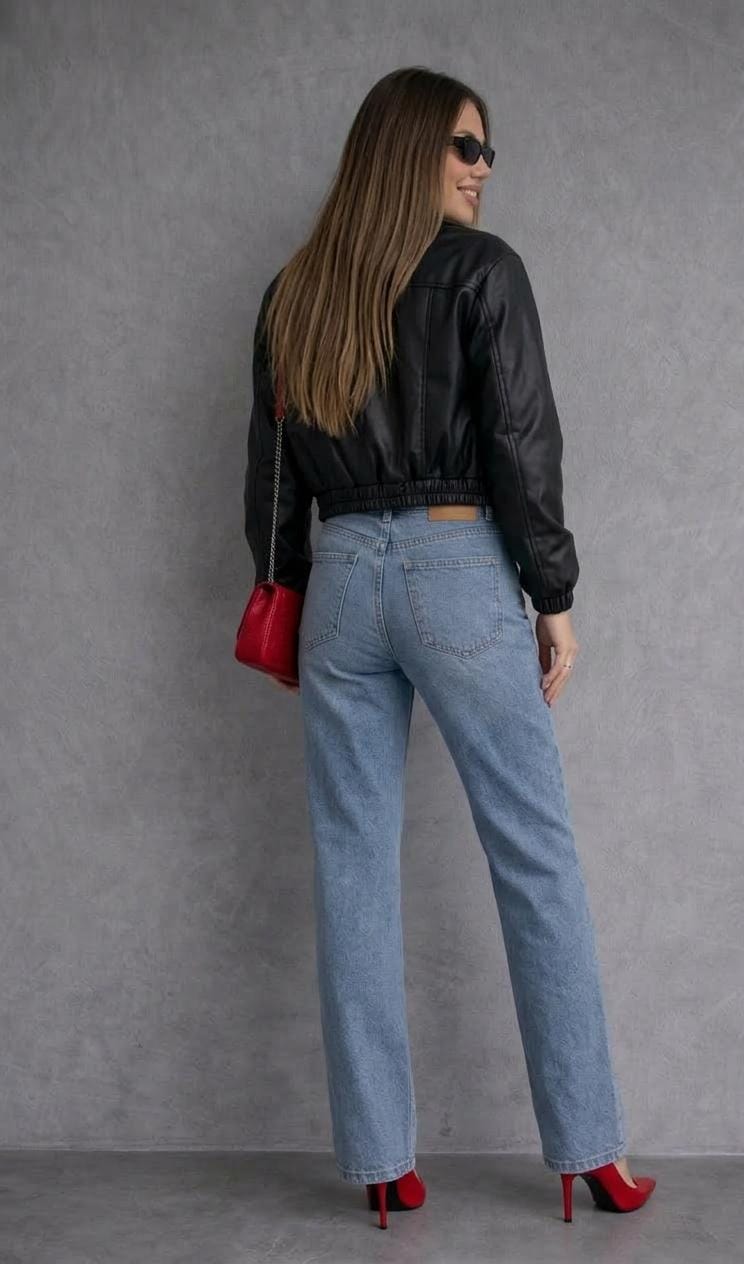 CASACA OVERSIZE EN CUERINA BOMBER DE MUJER - 3