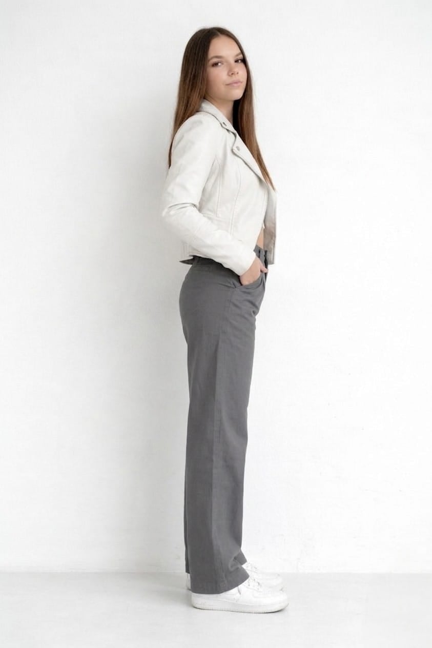 CASACA BLANCA ESTILO BIKER DE MUJER - 3