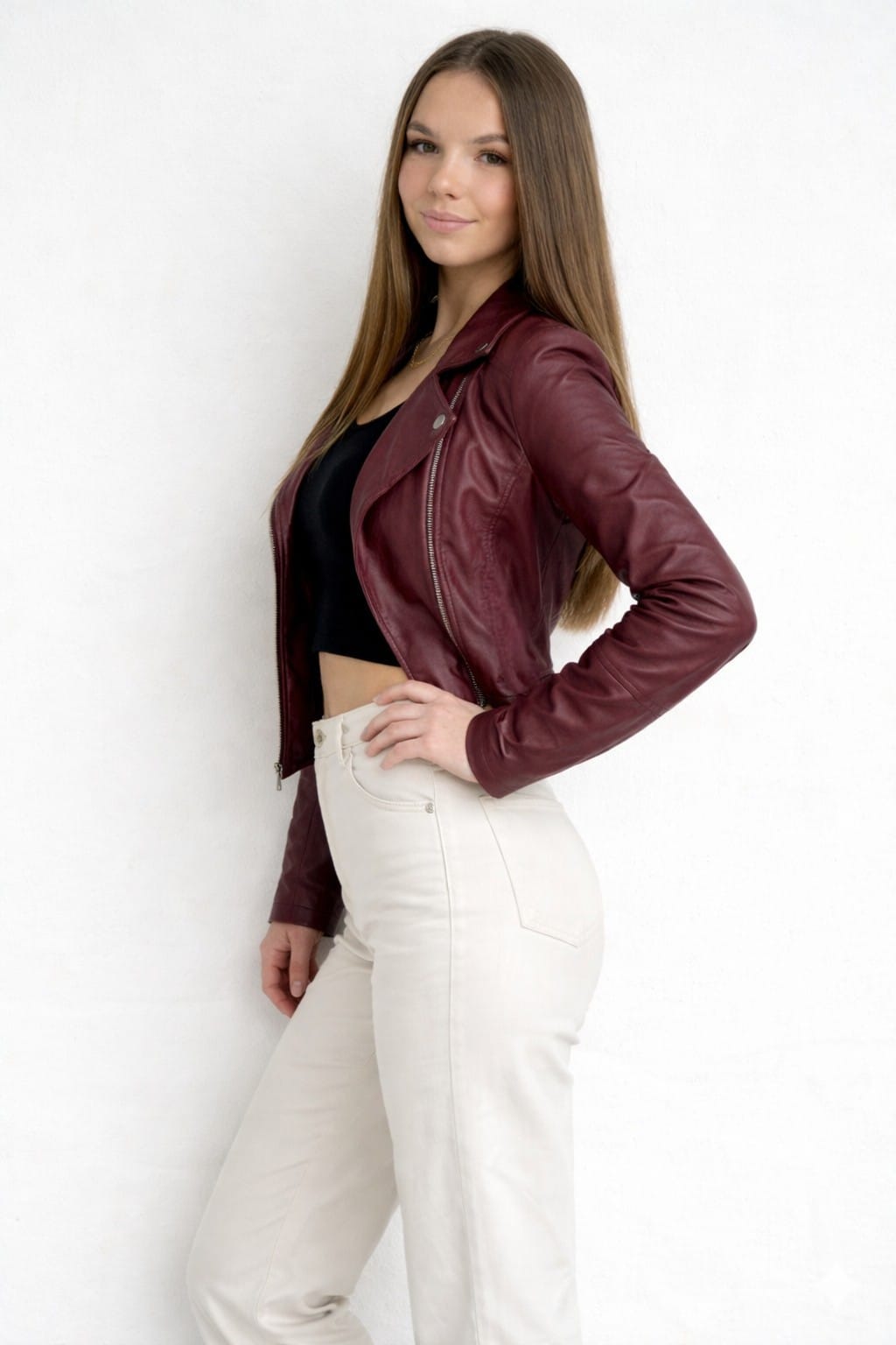 CASACA EN TENDENCIA VINO BIKER DE MUJER - 2