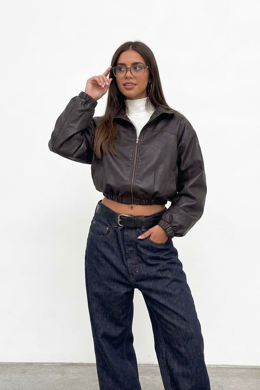 CASACA CROPPED BOMBER URBANA DE MUJER - 2