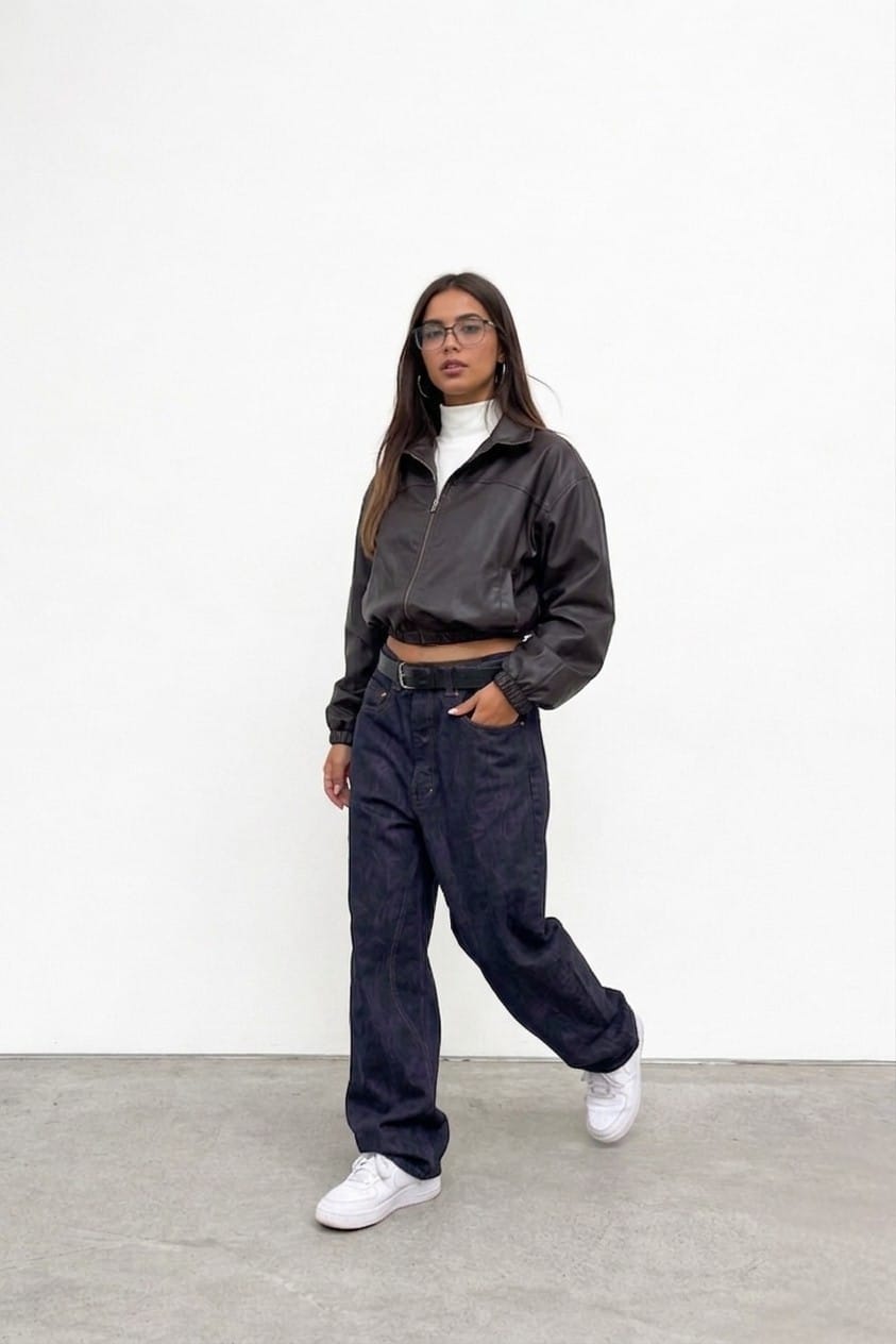 CASACA CROPPED BOMBER URBANA DE MUJER - 3