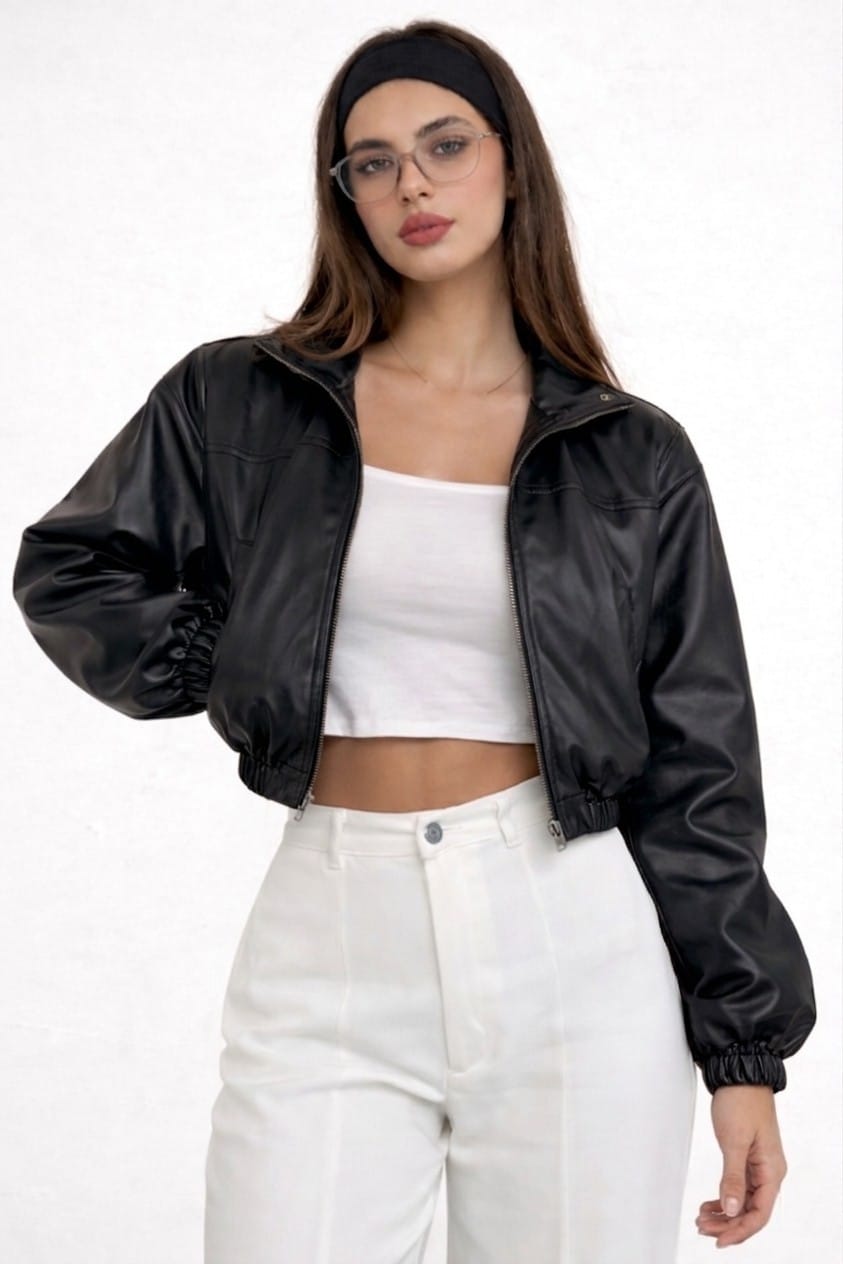 CASACA OVERSIZE CROPPED DE MUJER - 1