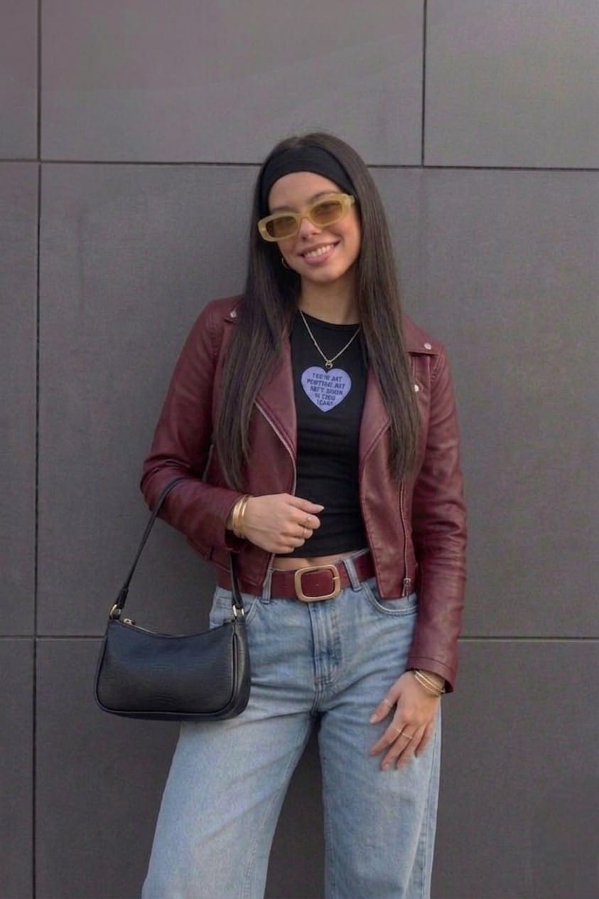 CASACA BIKER CUERINA  ESTILO MODERNO DE MUJER - 1