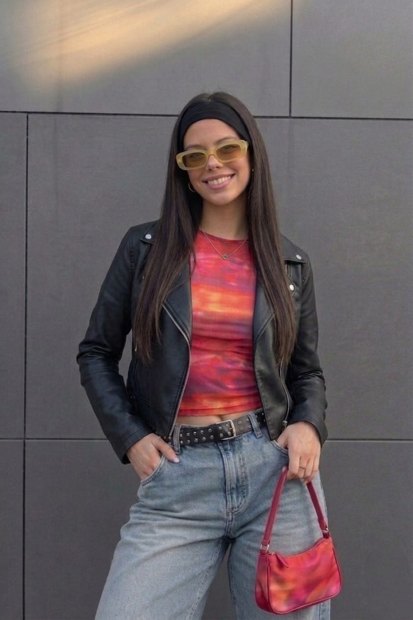 CASACA NEGRO BIKER CUERINA URBANA DE MUJER - 1