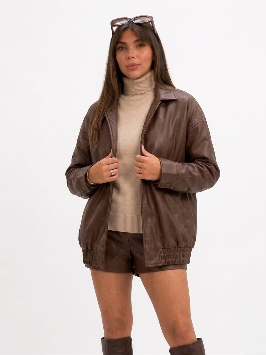 CASACA JACKET MARRON DE MUJER - 1