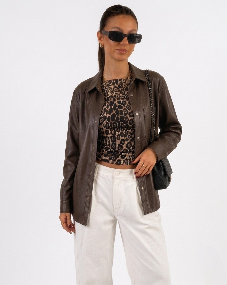 CAMISA OVERSIZE OTOÑO INVIERNO CUERINA DE MUJER - 1