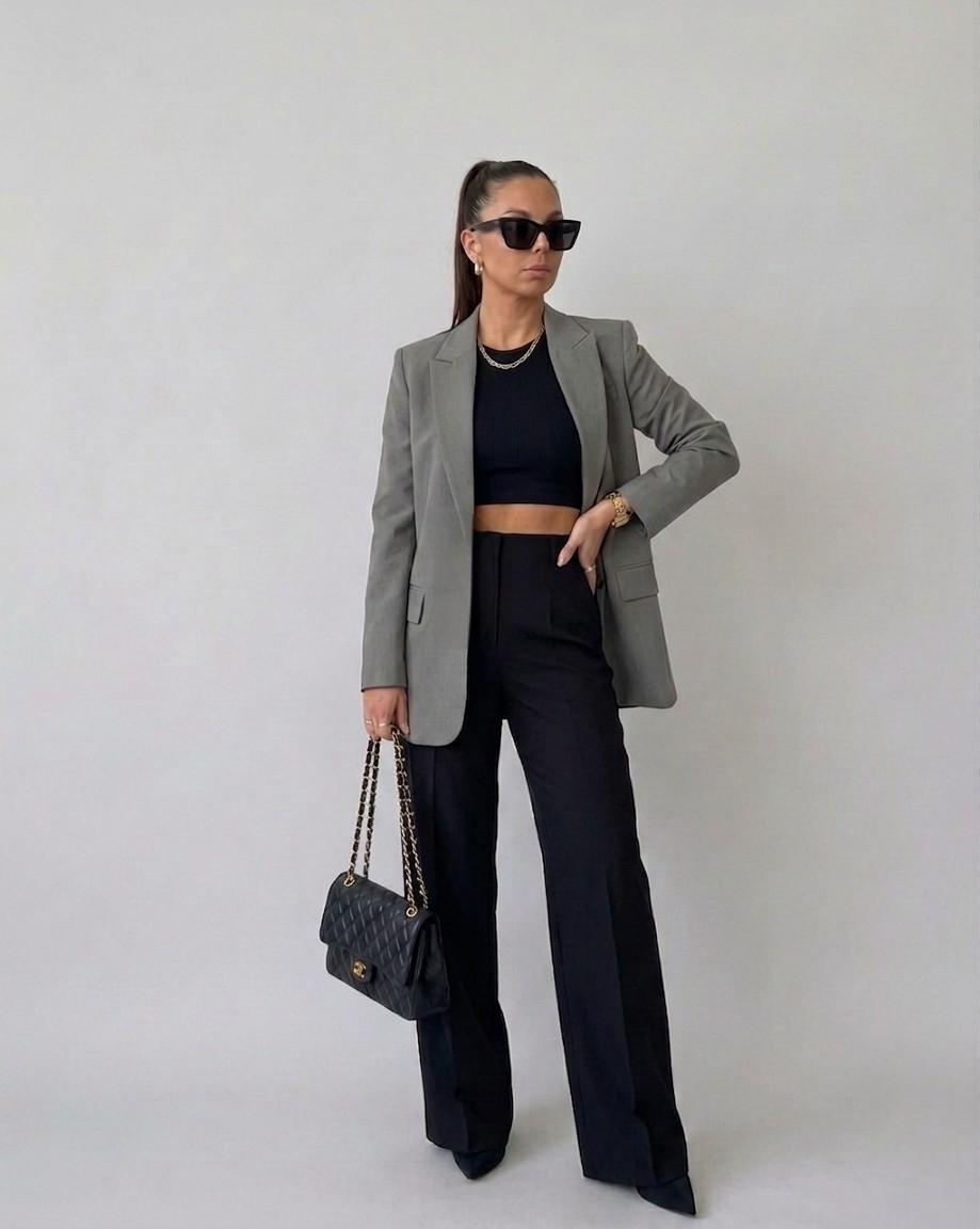 BLAZER OVERSIZE OTOÑO GRIS DE MUJER - 1