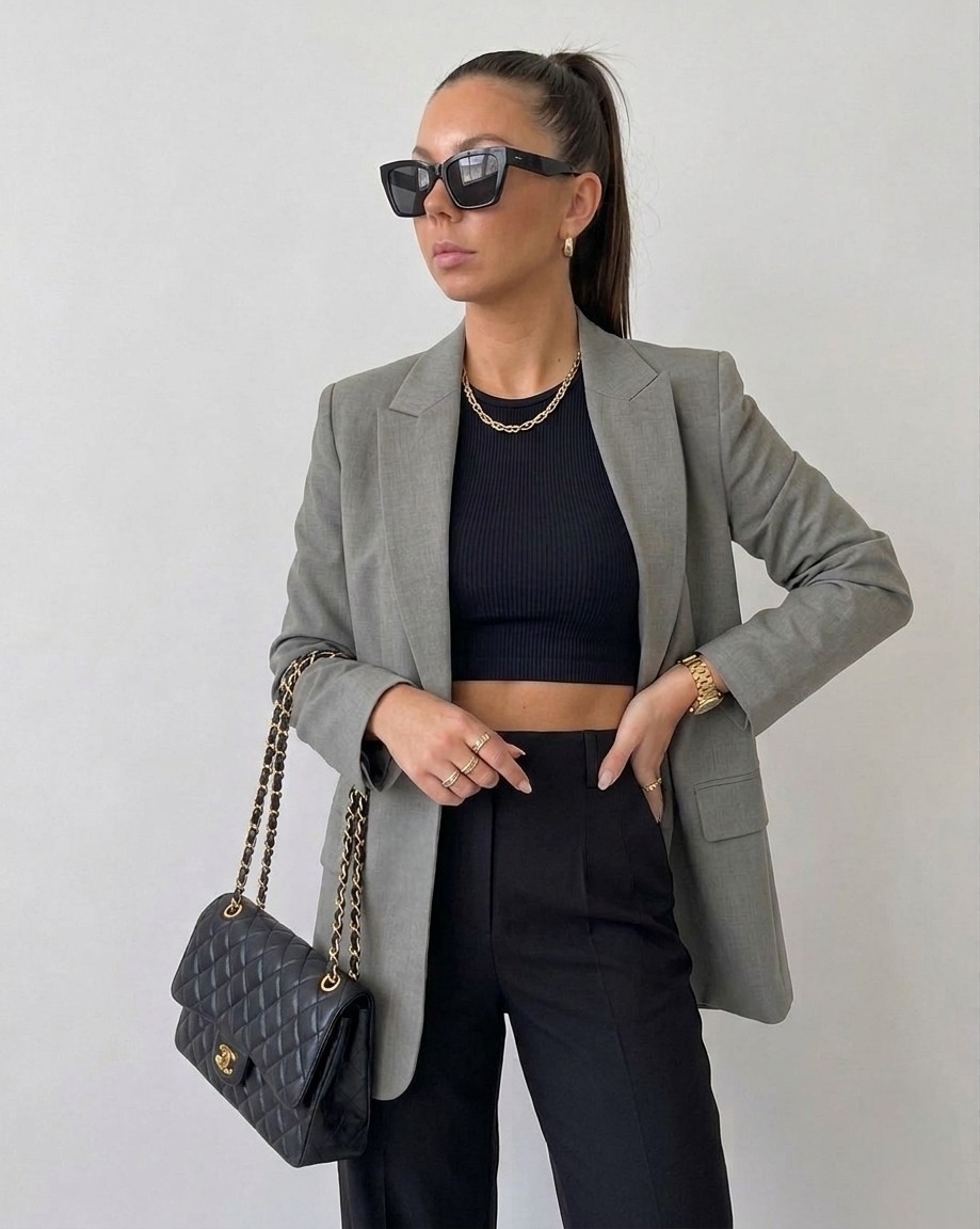 BLAZER OVERSIZE OTOÑO GRIS DE MUJER - 2