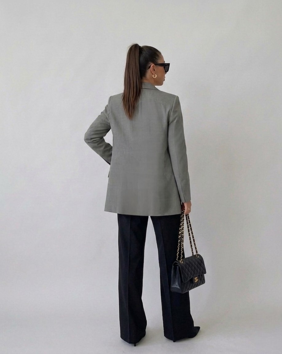 BLAZER OVERSIZE OTOÑO GRIS DE MUJER - 3