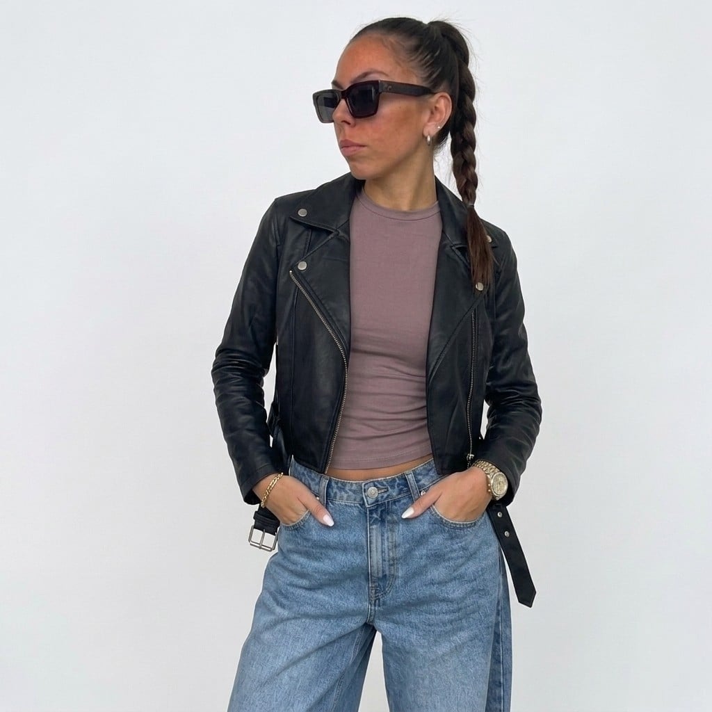 CASACA CUERINA FEMENINA CON CORREA ELEGANTE Y MODERNA - 1