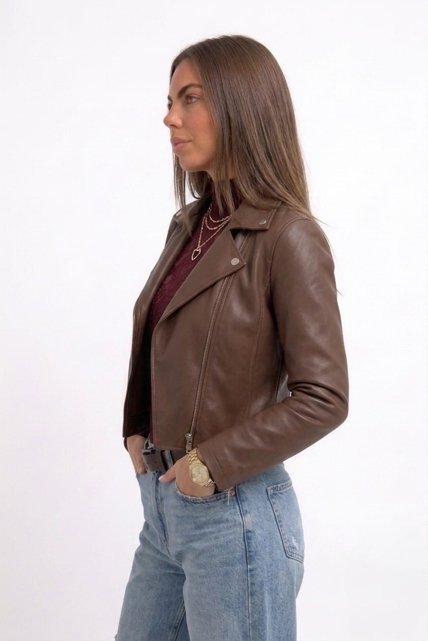 CASACA BIKER CLÁSICA DE CUERINA - 2